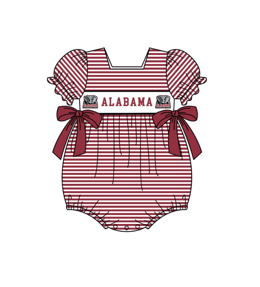1.29 Custom Order Moq 3 Baby Infant Girl Alabama Team Bows Ruffle Rompers