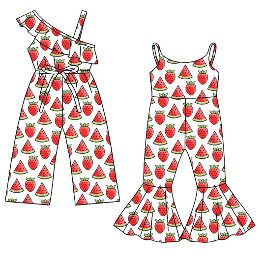 26.1.15 Custom MOQ:3 or 5 pcs each design milk silk Sibling baby girl clothes watermelon short sleeve jumpsuits 2