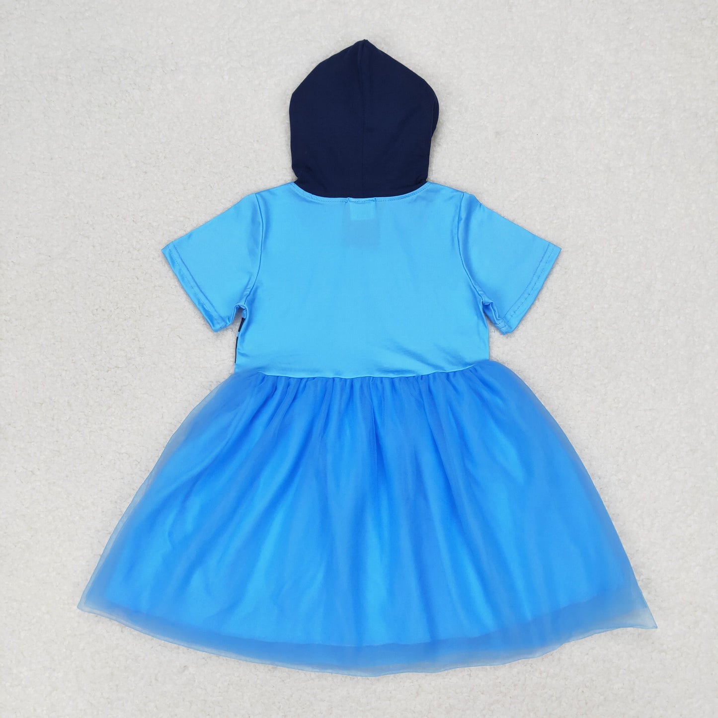 GSD0997 Blue tulle hooded short-sleeved dress for girls