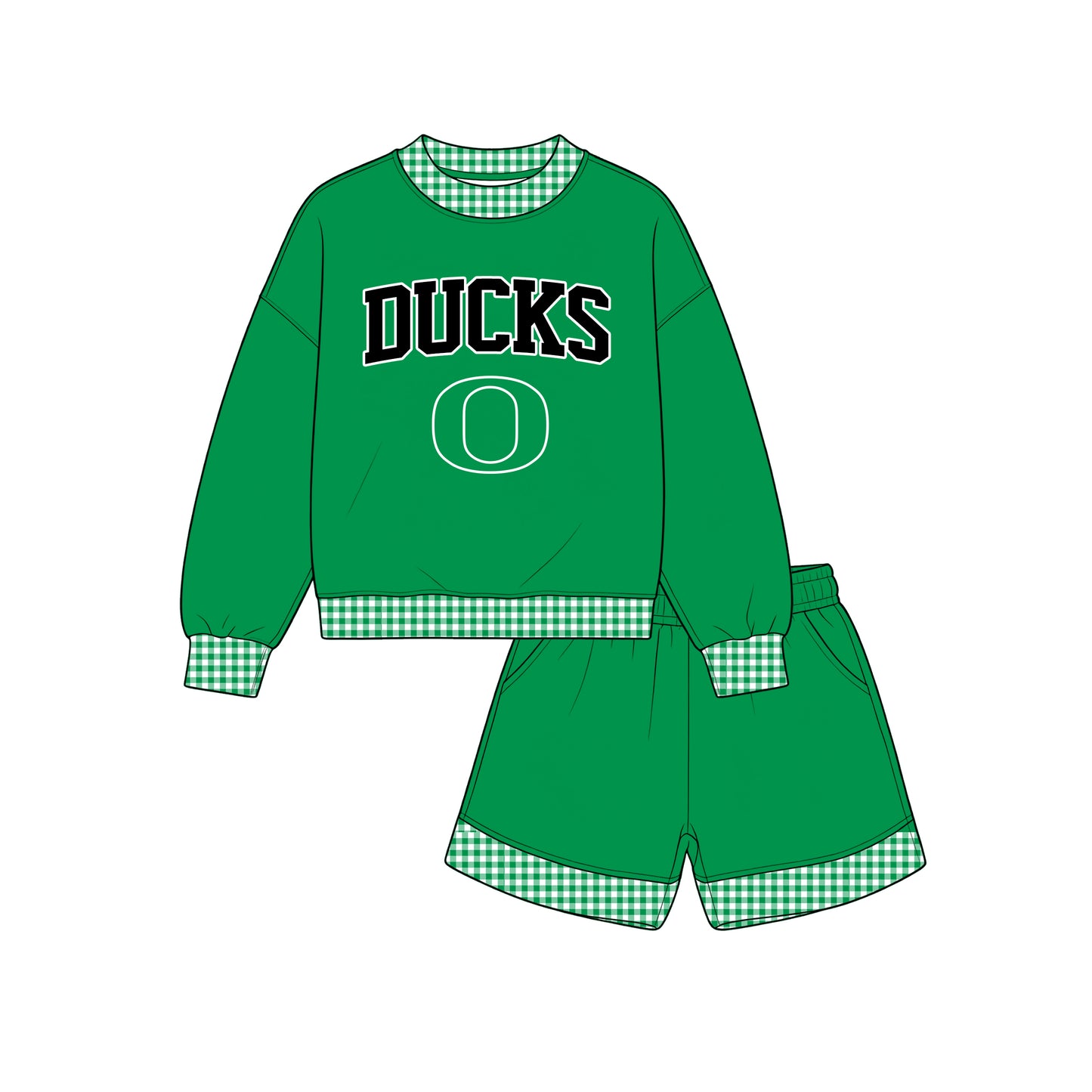 Custom Order Baby Boys DUCKS Long Sleeve Milk silk Top Pockets Shorts Team Clothes Sets