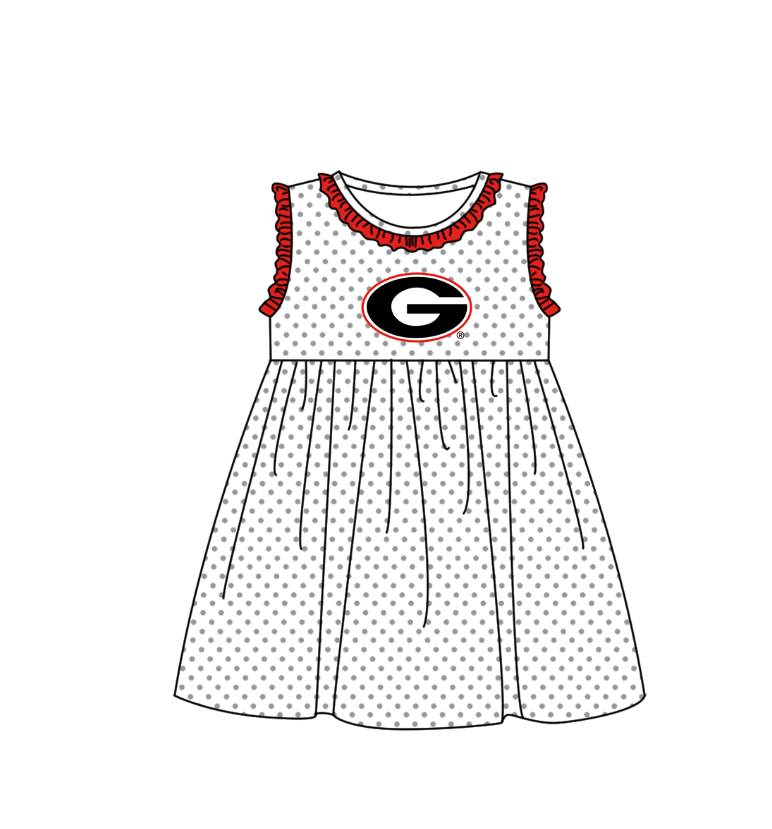 2.2 Custom Order Moq 3 Baby Girl Sleeveless G Polka Dots Team Knee Length Dresses