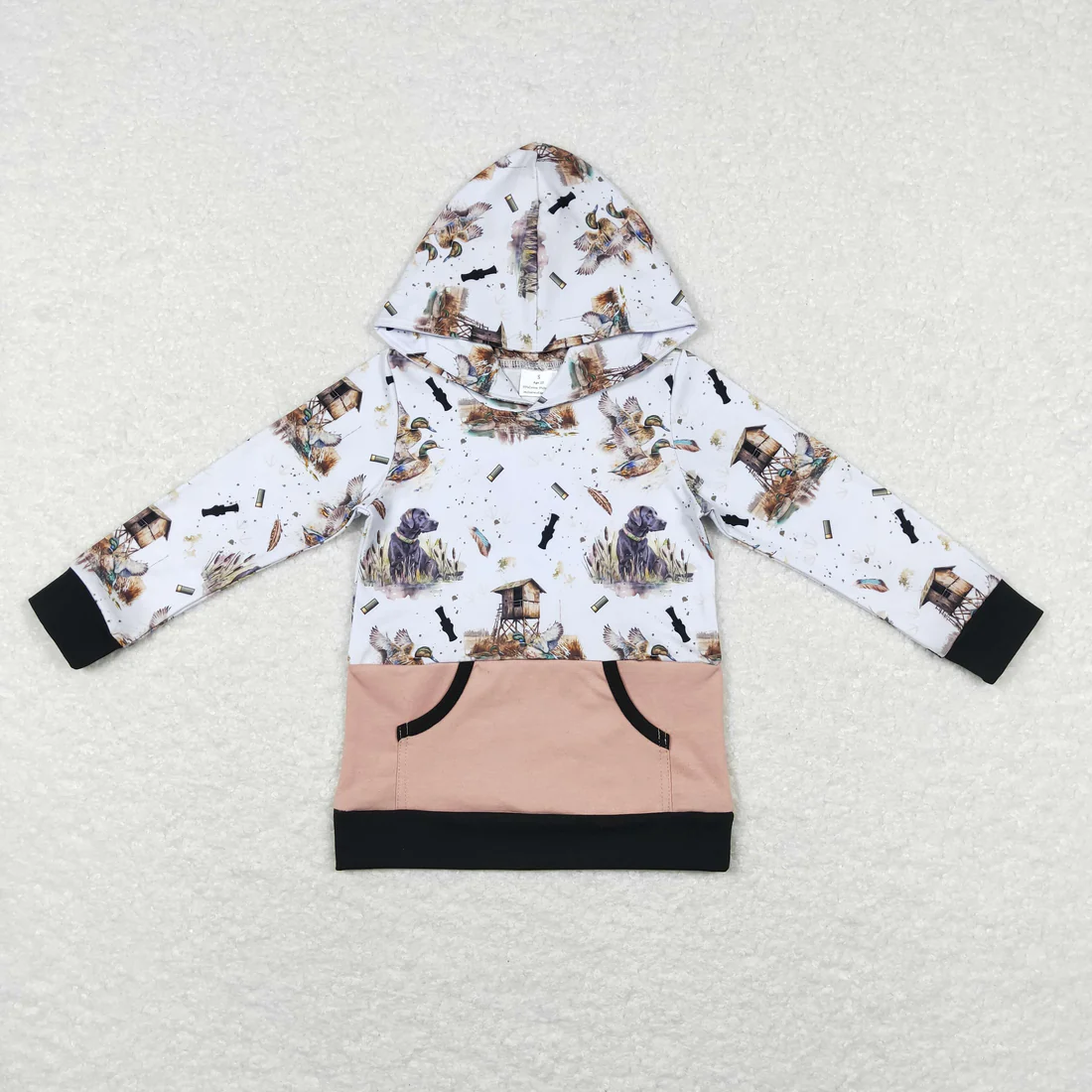 Sibling baby boys clothes camouflage geometric hooded long sleeve tops