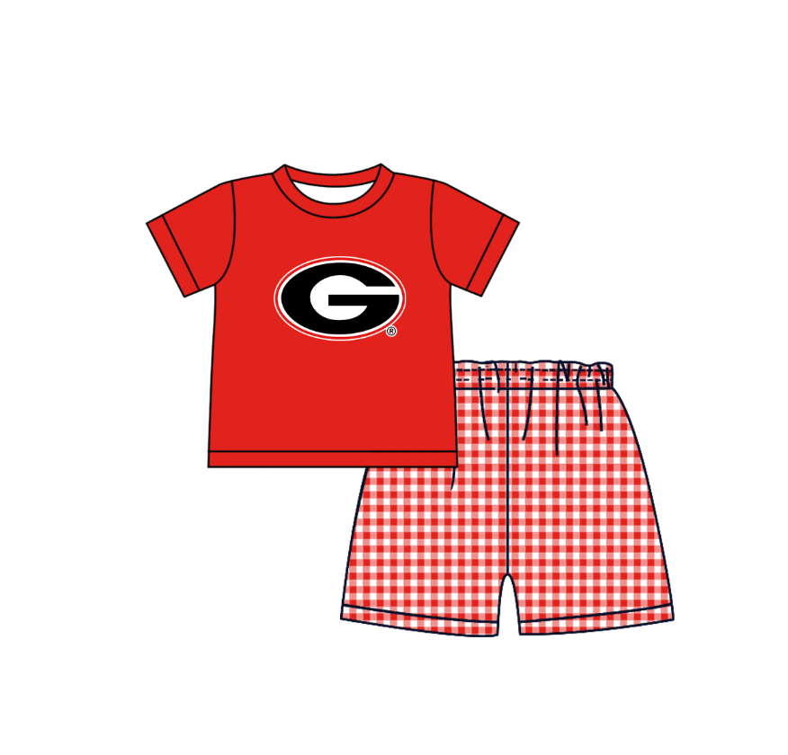 2.2 Custom Order Moq 3 Baby Boy Short Sleeve G Top Checked Shorts Team Clothes Sets