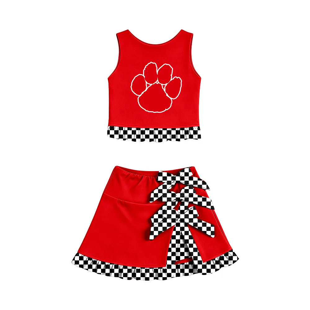 Custom Order Baby Girls Tigers Vest Top Bows Skirt Short Team Clothes Sets