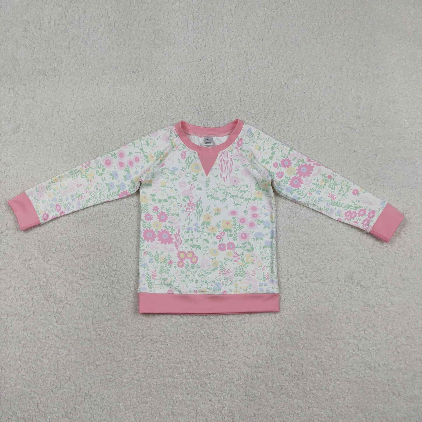 RTS NO MOQ（In Stock) Floral Leaf Pink-White Yoga Long-Sleeve Top