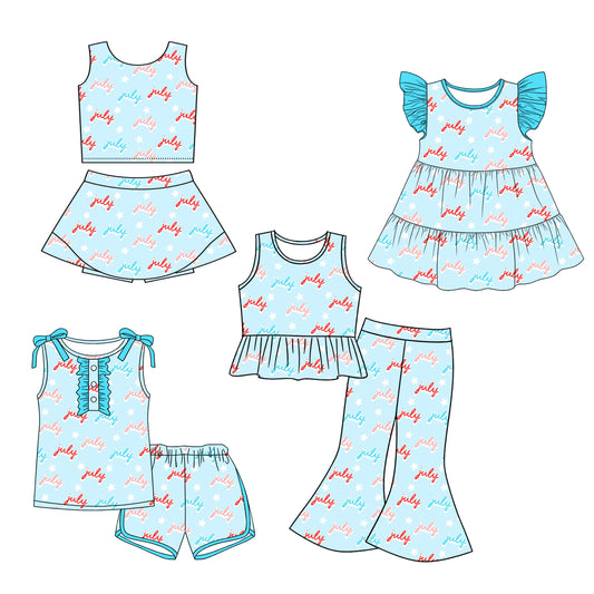 26.1.12 Custom MOQ:3 or 5 pcs each design milk silk Sibling baby girl clothes short sleeve shorts sets and skirts sets and pants set and dress