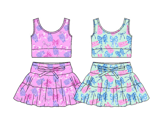 26.1.16 Custom (moq 3/5)each design milk silk Sibling baby girl clothes short sleeve skirts sets