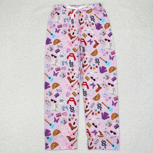 P0559 Adult Women Singer Pink Butterfly Bottom Pants Pajamas