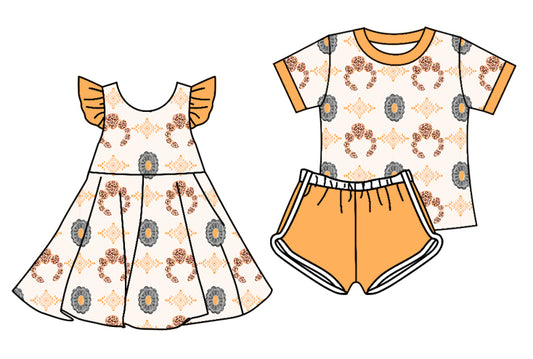 26.1.17 Custom (Moq 3 or 5) Sibling Baby Girl Clothes Short Sleeve Shorts Sets and Dress