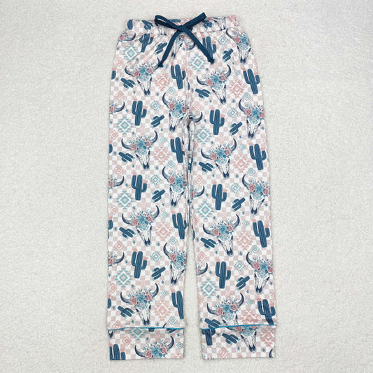 P0584 Adult Women Western Cow Cactus Bottom Pants Pajamas