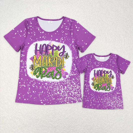 GT0377 Adult Carnival letter purple short sleeve top