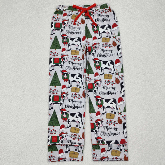 P0492 Adult Women Christmas Cows Bottom Pants Pajamas