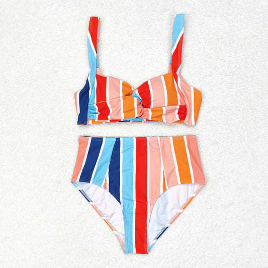 S0338 Colorful striped swimsuit for adult women