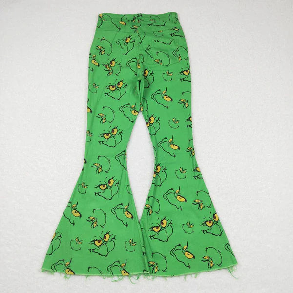 P0323 Adult Cartoon Green Denim Pants