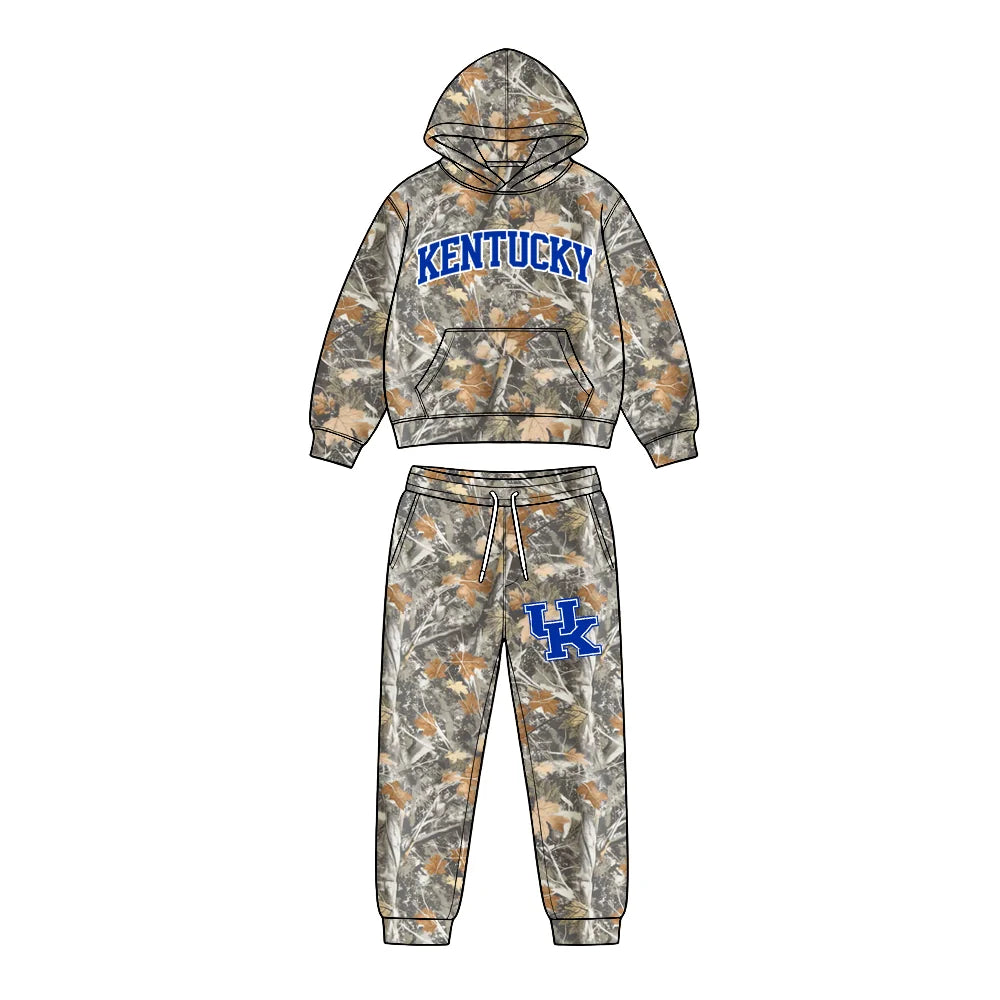 Custom Order Baby Boys Leaves Camo Kentucky Pocket Hoodie Pockets Pant Team Clothes Sets