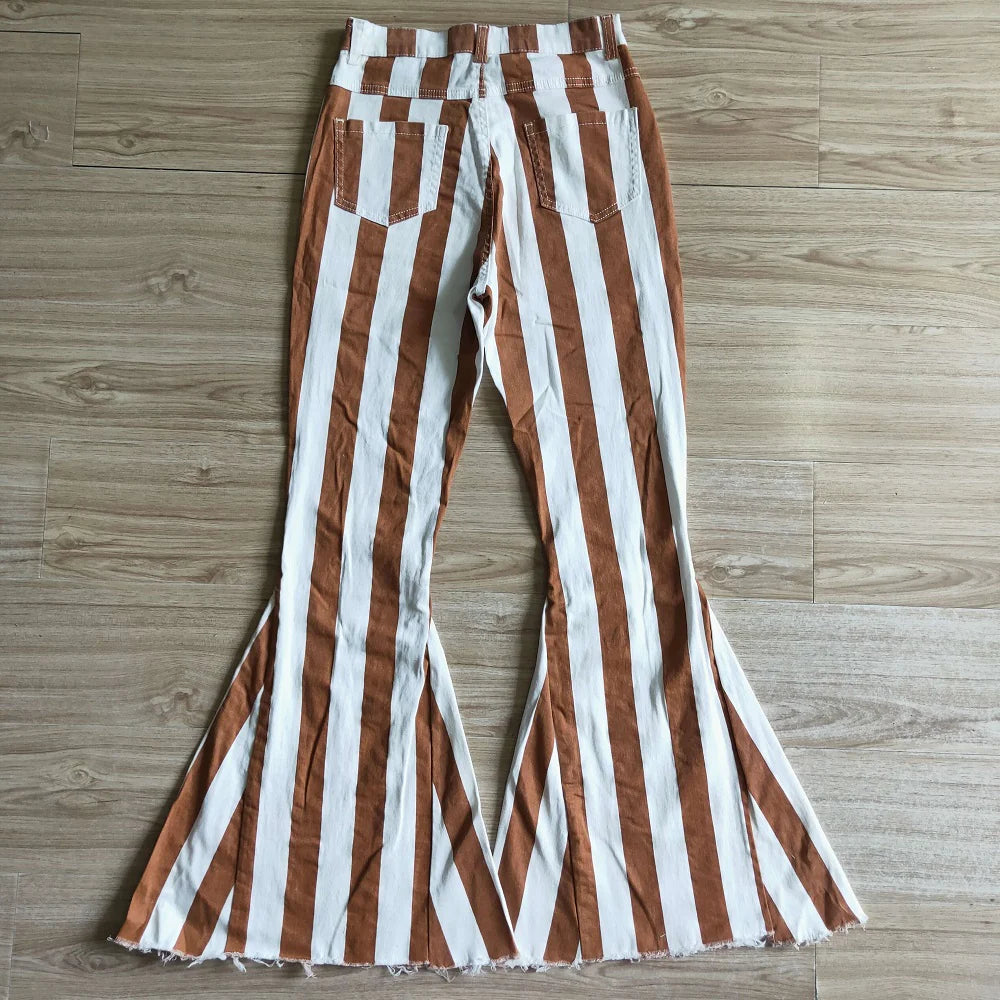 P0010 Adult Brown Striped Jeans