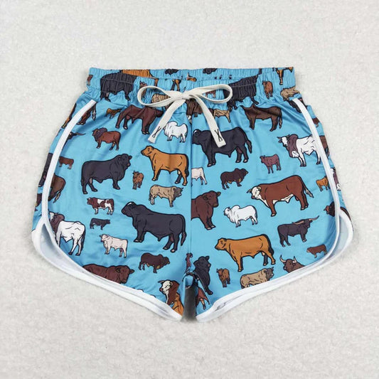 SS0129 Adult Cow Pattern Blue Shorts