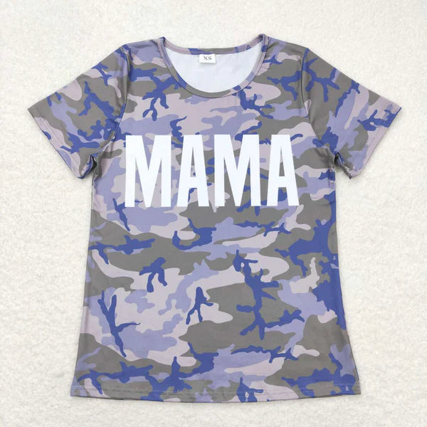 GT0510 Adult mama monogram camo short-sleeved top