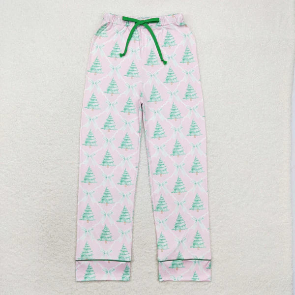 P0491 Adult Christmas tree bow pink pants