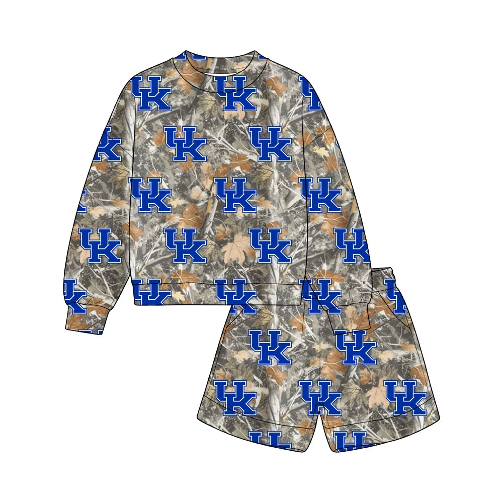 Custom Order Baby Boys Leaves Camo Kentucky Top Pockets Short Team Clothes Sets