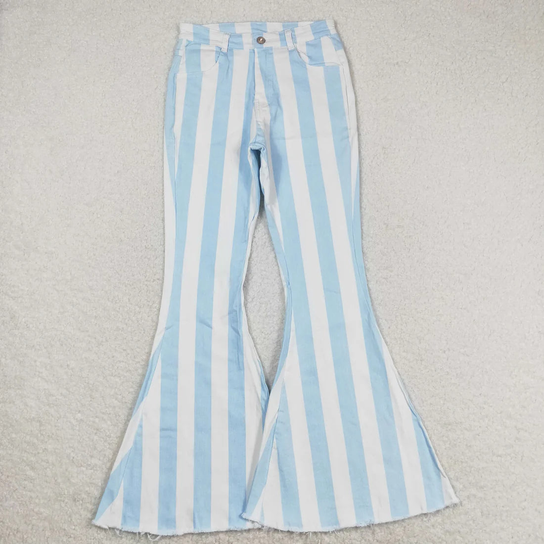 P0458 Blue and white striped denim pants for adult women