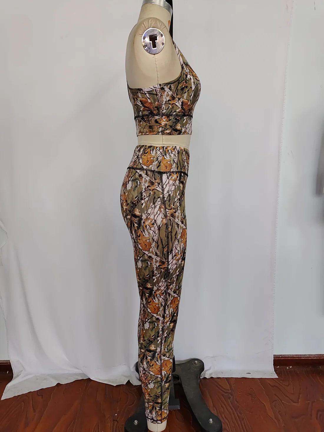 GSPO1461 Adult women's brown green camouflage sleeveless pants yoga suit