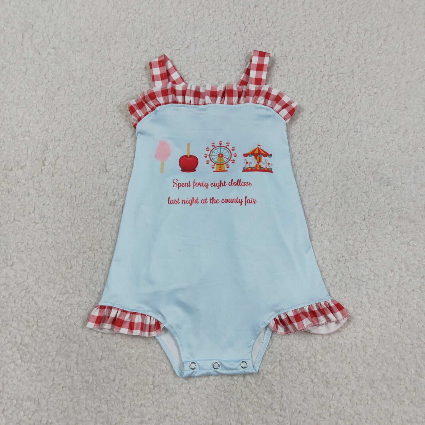 SR3055 Newborn Baby Girl Strap Park Back Bows Ruffle Rompers