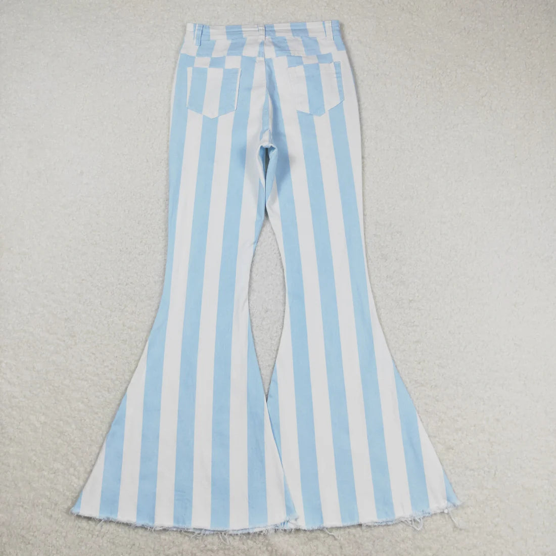 P0458 Blue and white striped denim pants for adult women