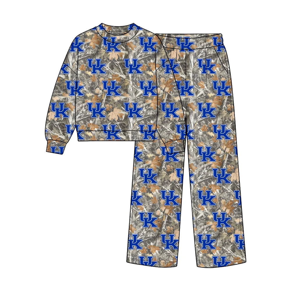 Custom Order Baby Boys Leaves Camo Kentucky Top Pant Team Clothes Sets