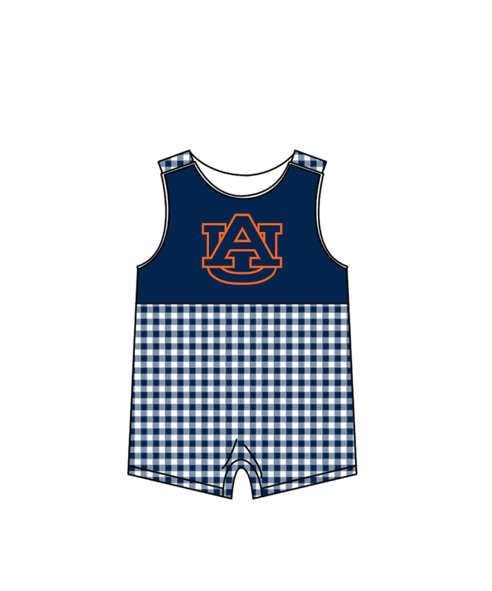 2.2 Custom Order Moq 3 Baby Boy Sleeveless AU Checked Team Rompers