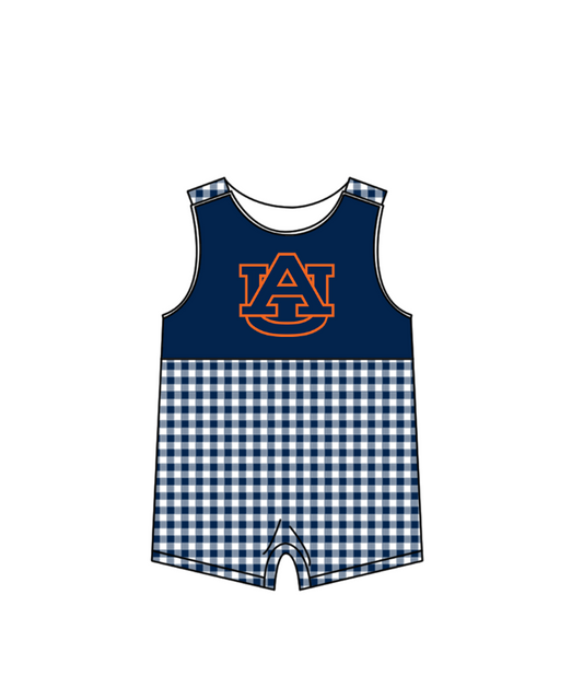 2.2 Custom Order Moq 3 Baby Boy Sleeveless AU Checked Team Rompers