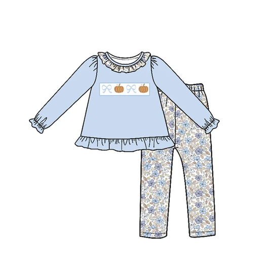 7.25 design Baby Girls Bows Pumpkins Tunic Flowers Leggings Fall Clothes Sets