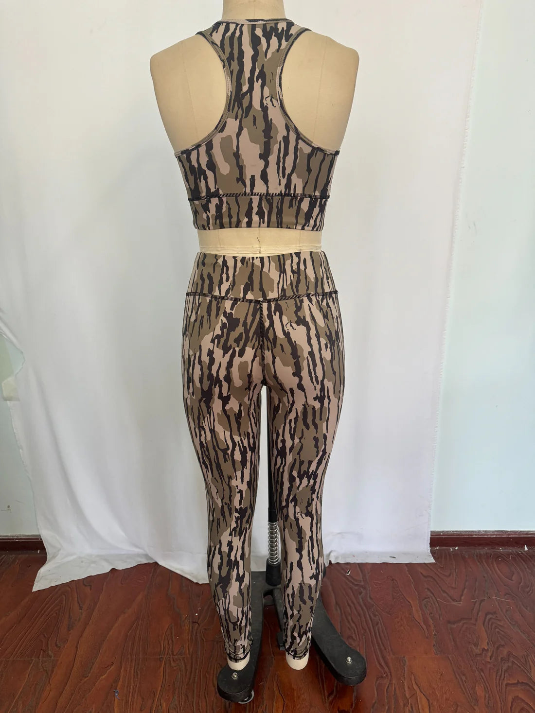 GSPO1461 Adult women's brown green camouflage sleeveless pants yoga suit