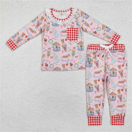 GLP1271 Baby Girls Christmas Soldier Top Pants Pajamas Bamboo Clothes Set