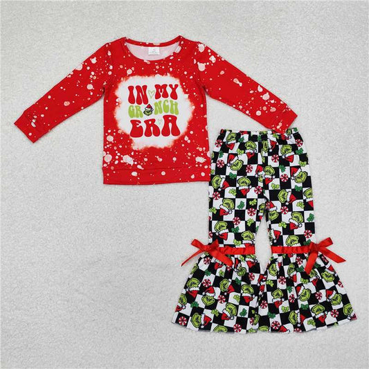 GLP1902 Baby Girls Green Frog Era Tops Bell Pants Clothes Set