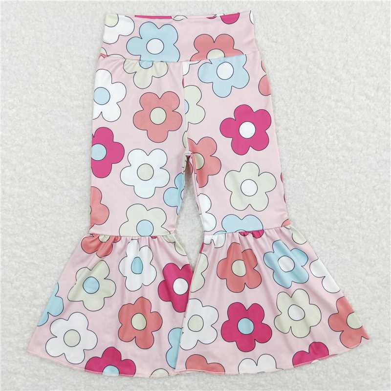 P0361 Colored flowers light pants