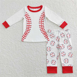 BLP0425 Baseball red and white long-sleeved pants suit