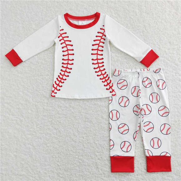 BLP0425 Baseball red and white long-sleeved pants suit