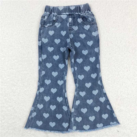 P0333 Wholesale price love pattern boutique denim pants