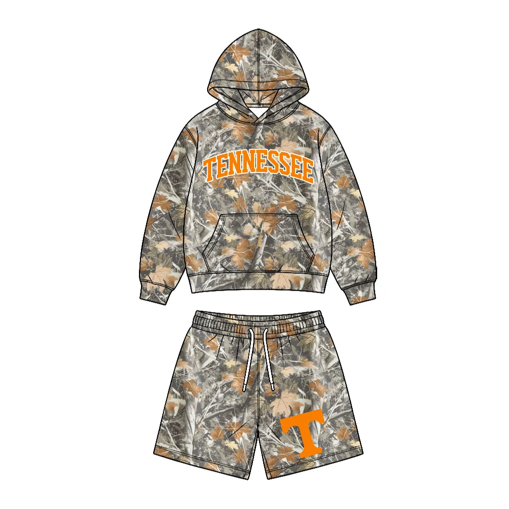 Custom Order Baby Boys Leaves Camo Tennessee Pocket Hoodie Short Team Clothes Sets