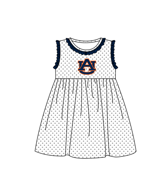 2.2 Custom Order Moq 3 Baby Girl Sleeveless AU Polka Dots Team Knee Length Dresses