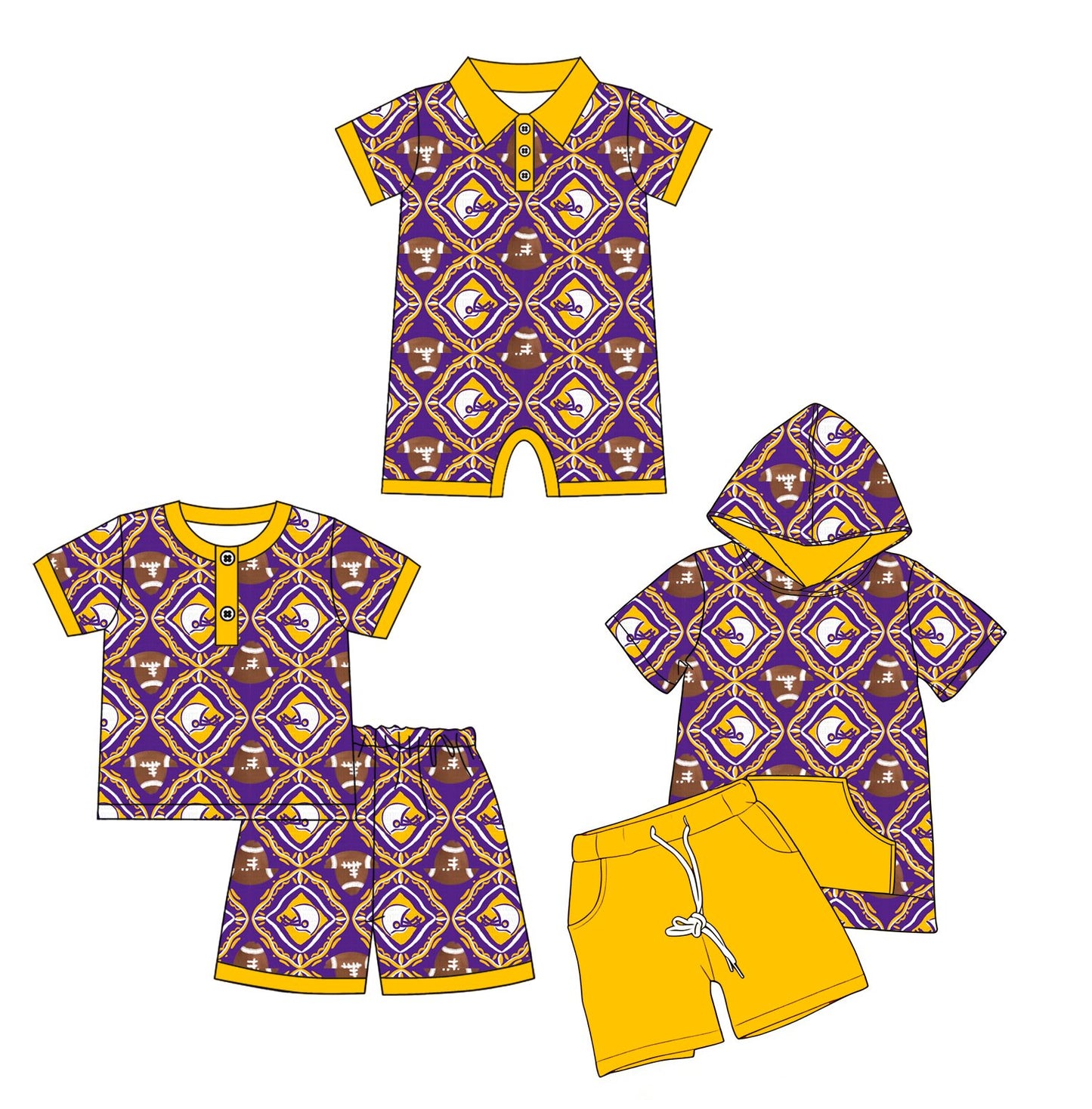 26.1.12 Custom MOQ:3 or 5 pcs each design milk silk Sibling baby boy clothes team short sleeve shorts sets 2 and romper