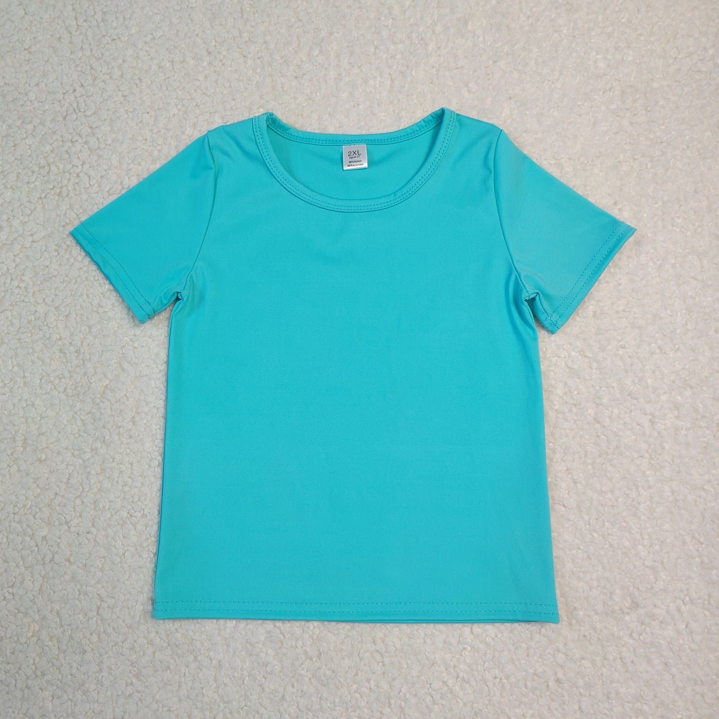 GT1640 Kids Clothing Baby Girls Aqua Short Sleeve Yoga Active T-shirts Top