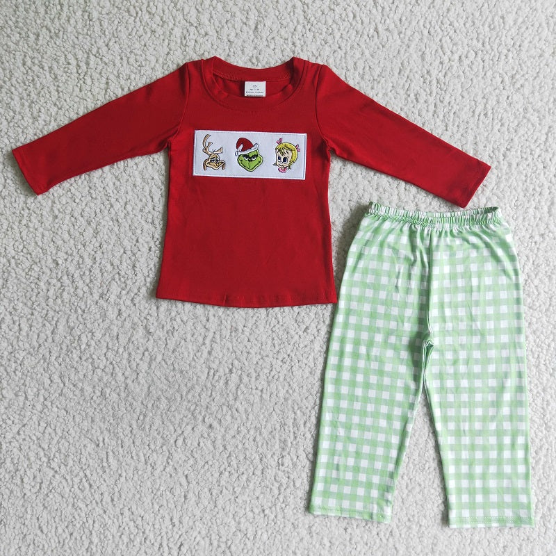 Sibling Baby Boys Girls Christmas Plaid Tunic Legging Pants Clothes Sets