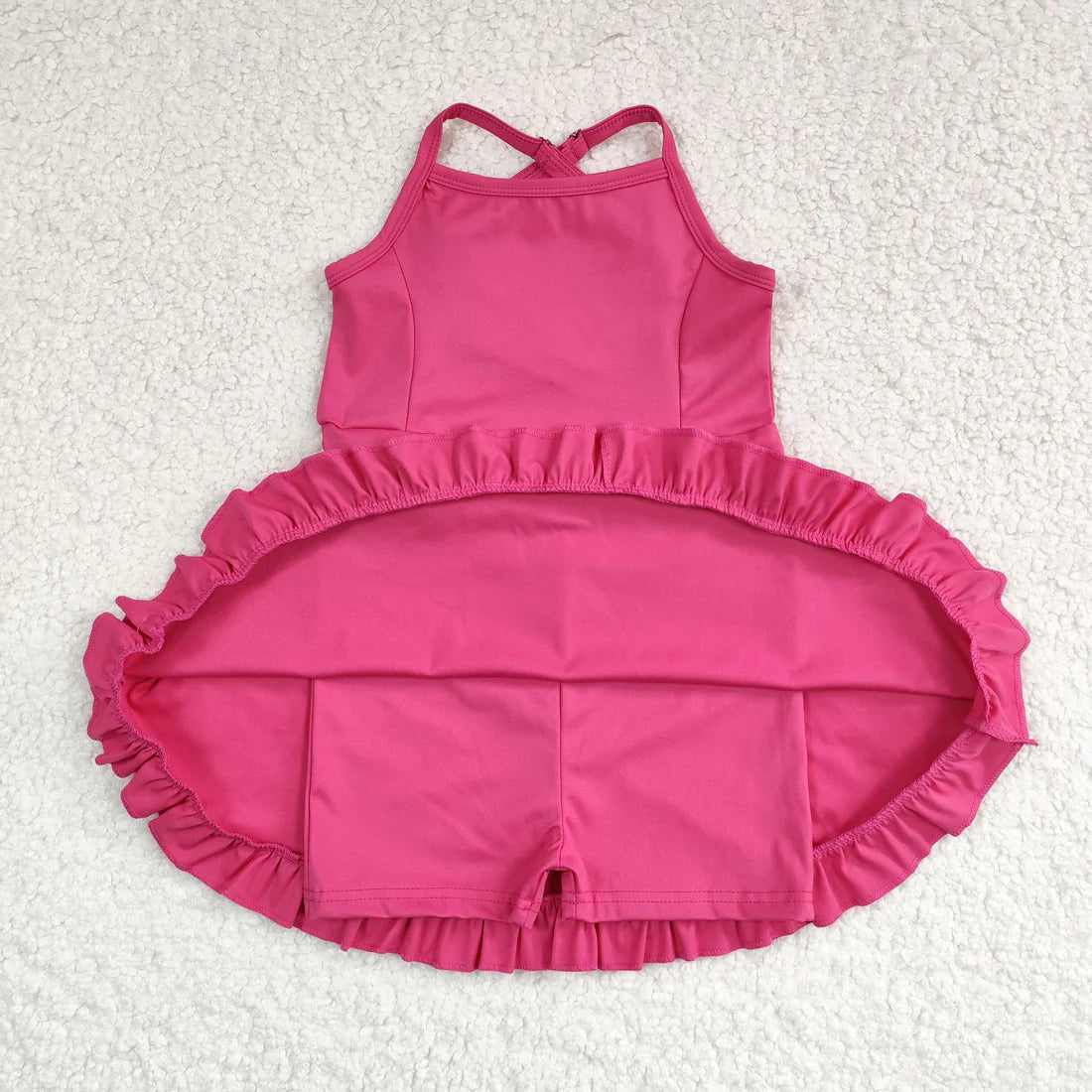 L-3.6 S0440 Solid rose red tracksuit dress swimsuit style