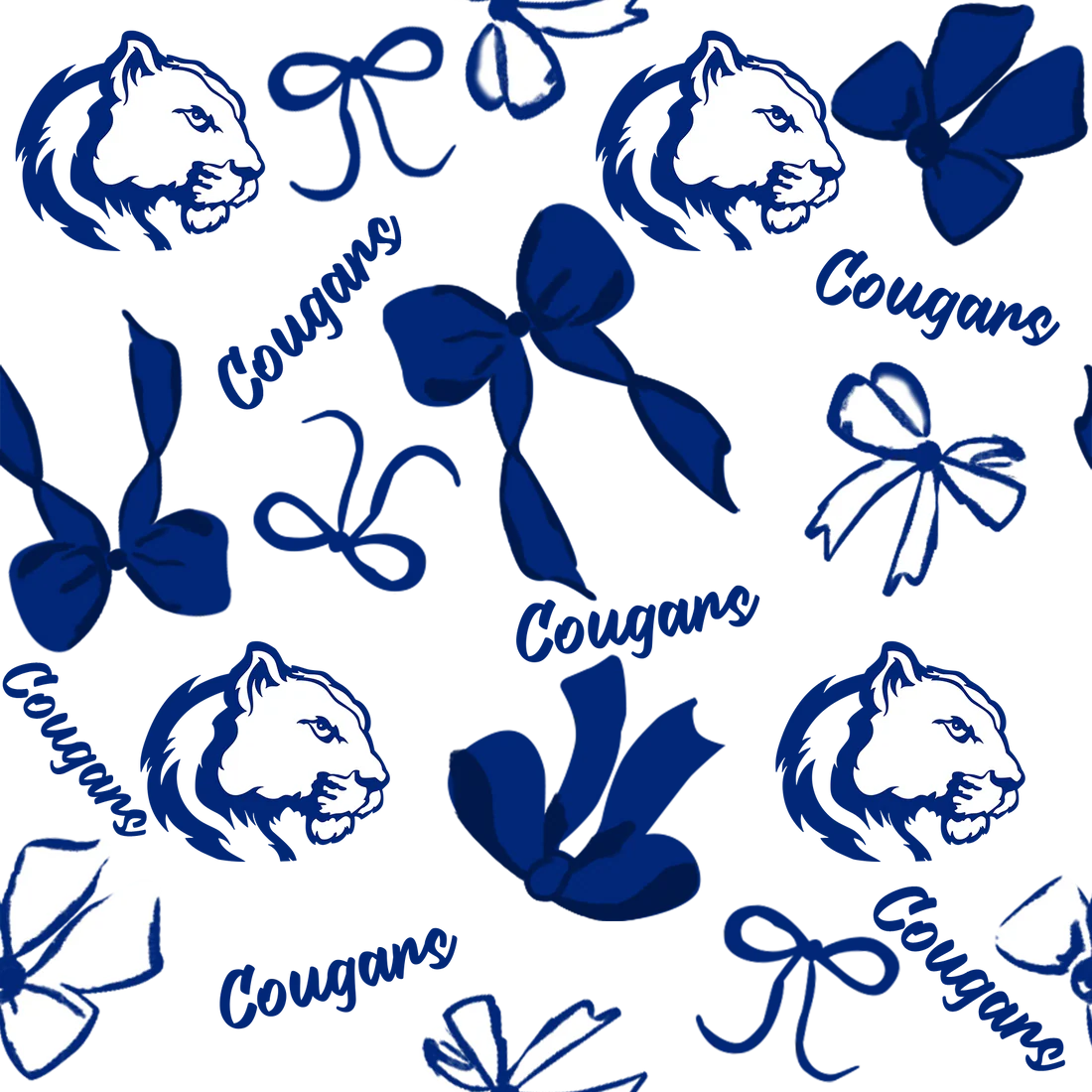 7.31  Custom Moq 5 Baby Girls Blue Bows Cougars Short Ruffle Team Knee Length Dresses