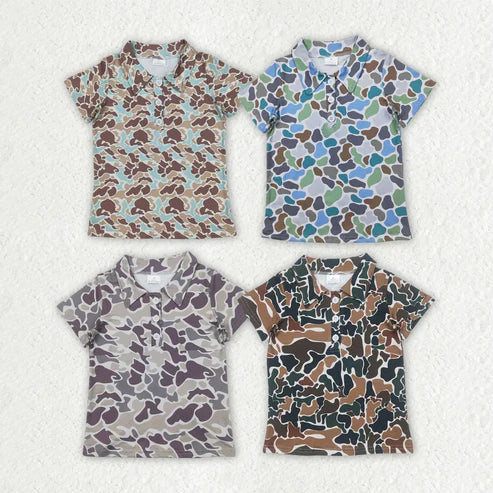 4.14 Sibling Baby Boys Short Sleeves Button Camouflage Polo Shirts Tops
