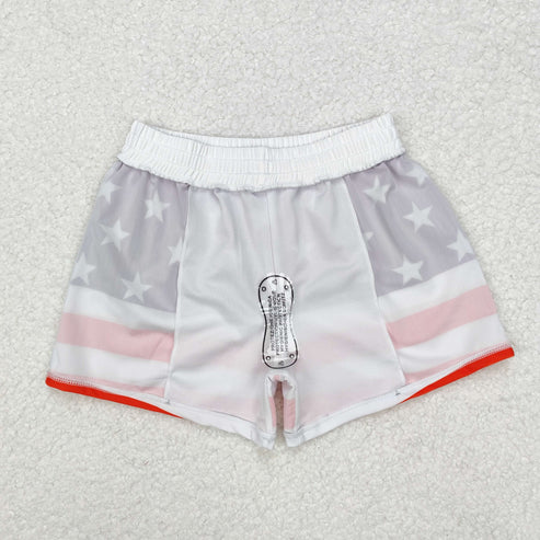 S0188 Five-pointed star red and white stripes dark blue swimming trunks