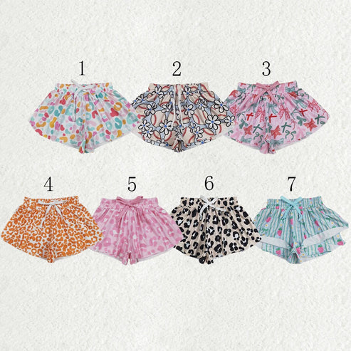 6.26 Sibling Baby Girls Colorful Bows Leopard Skorts Ruffle Summer Shorts Bottoms