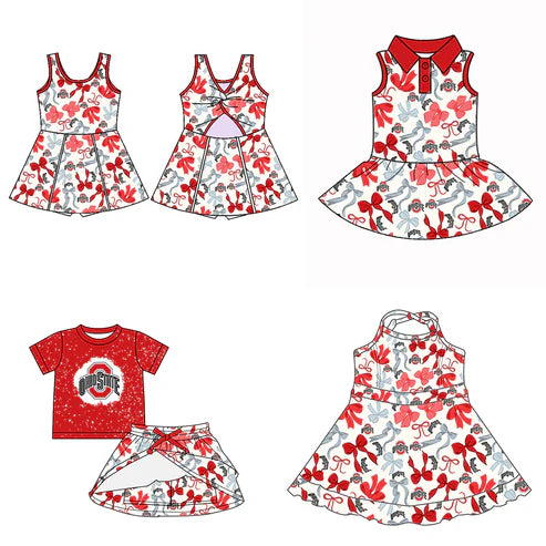 6.10  Custom Moq 3 each item Sibling Baby Girls Ohio State Team Dresses Clothes Sets